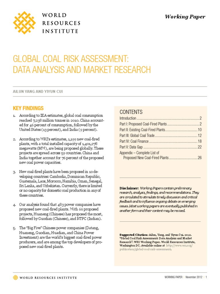 Global Coal Risk Assessment Study Report | PDF