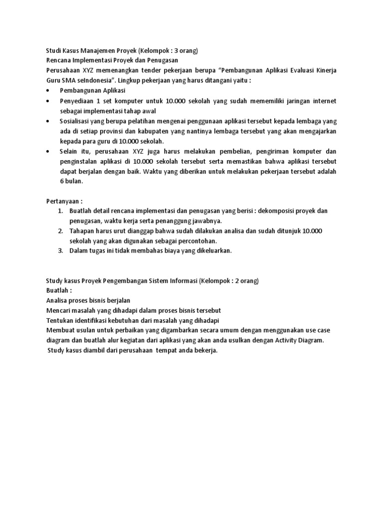 Studi Kasus Manajemen Proyek