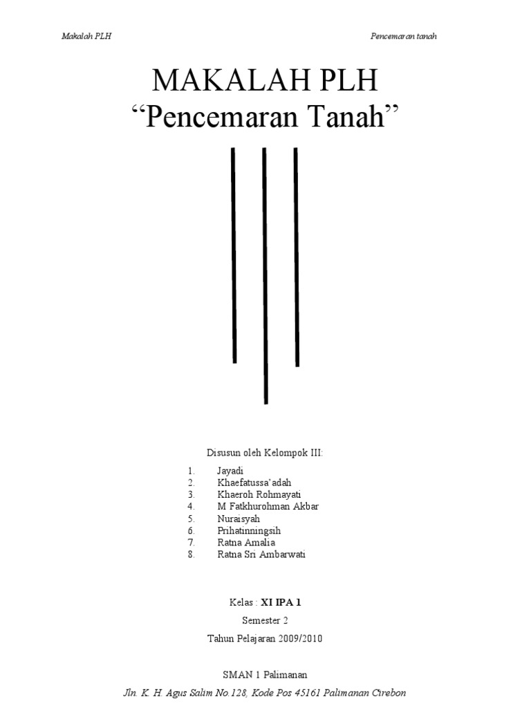 Makalah Pendidikan Lingkungan Hidup Pencemaran Tanah