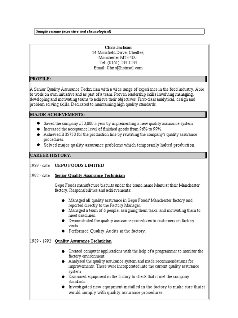9 Contoh Cv Quality Assurance Terbaru - Galeri Jobseeker