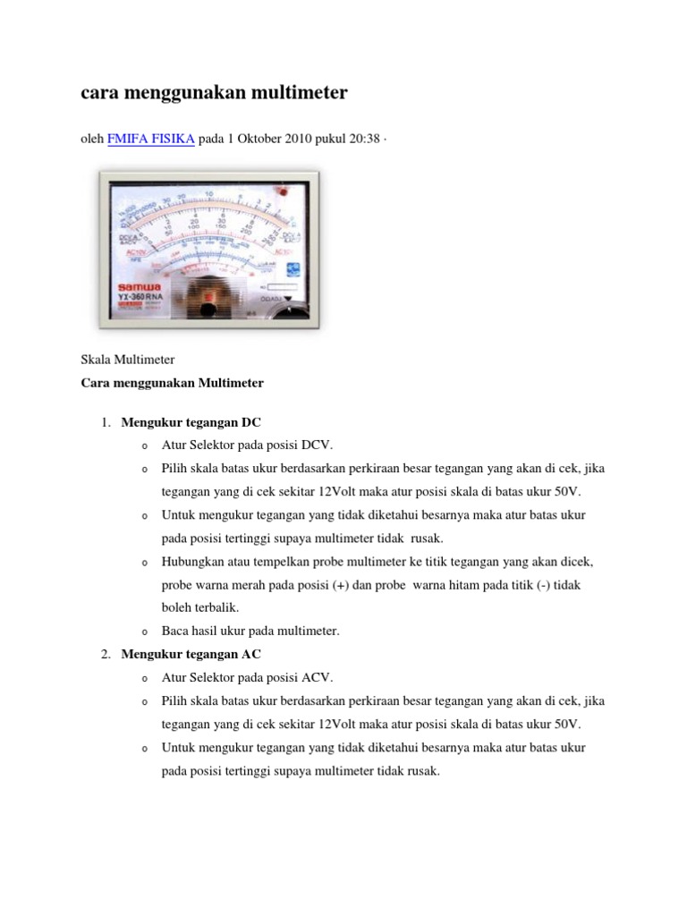 Cara Menggunakan Multimeter | PDF