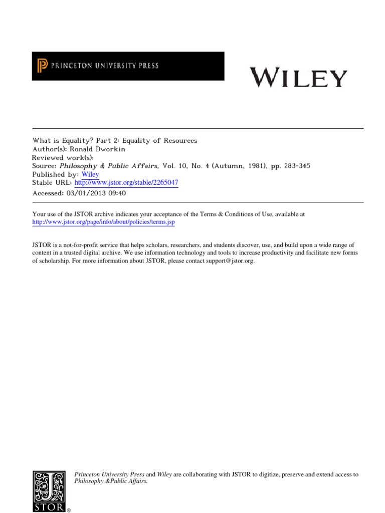 Equality Of Resources Dworkin Analysis