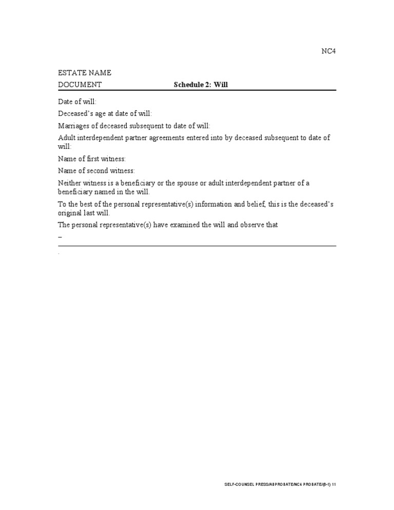 NC4 Will Documentation Guide | PDF
