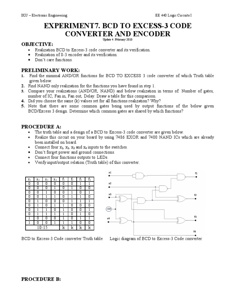 BCD to Excess3 Code ConverterEncoder Logic Gate Binary Coded Decimal