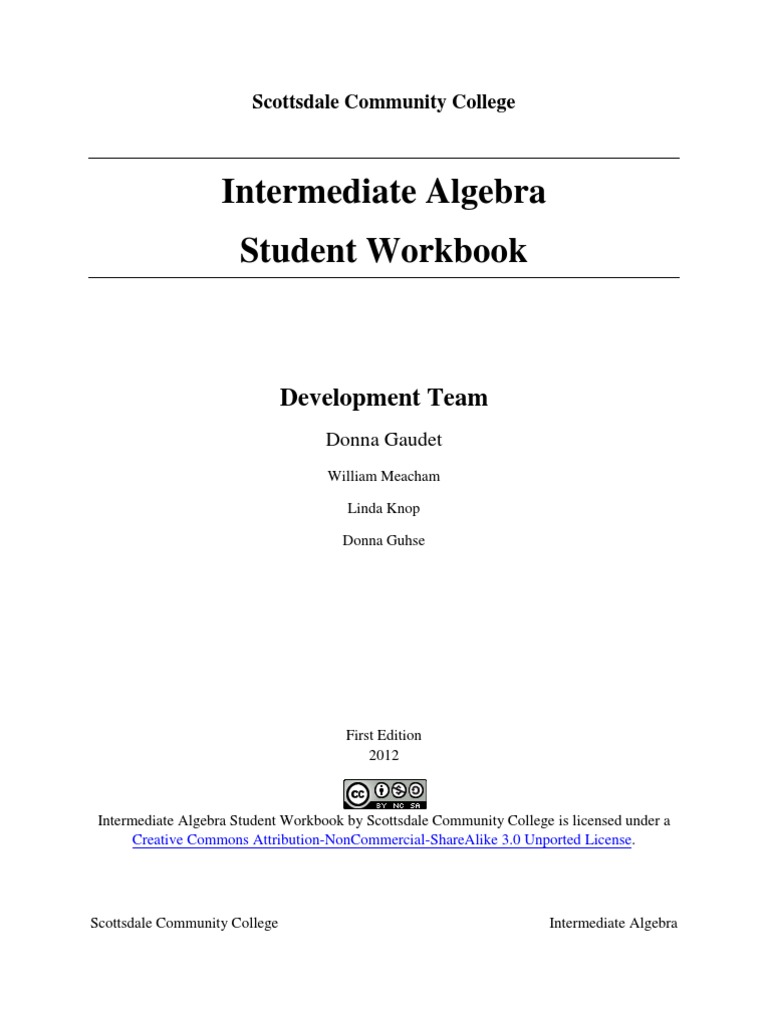 Intermediate Algebra Workbook Overview | PDF | Function (Mathematics ...