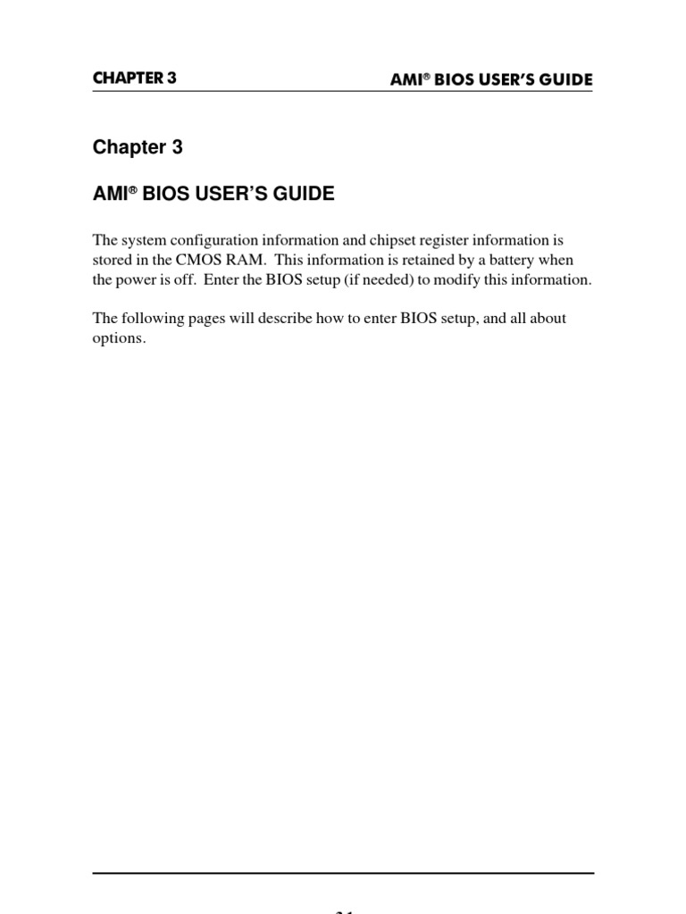 Ami Bios Users Guide PDF Bios Booting