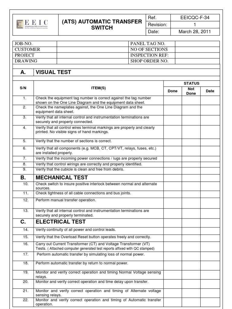 ATS Test Report 34 Switch Relay