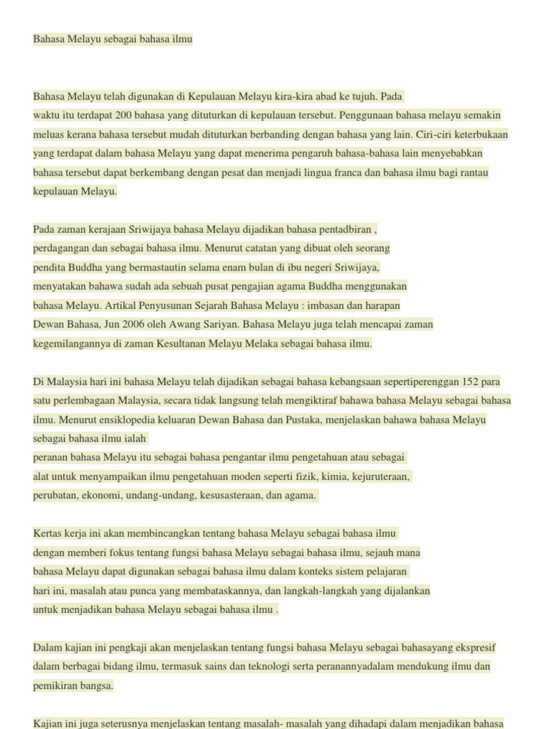 Assignment Bahasa Melayu Sebagai Bahasa Ilmubahasa Melayu Sebagai Bahasa Ilmu Pdf