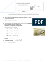 Matemática - 9º ano - 2ª Ficha de Jan 09