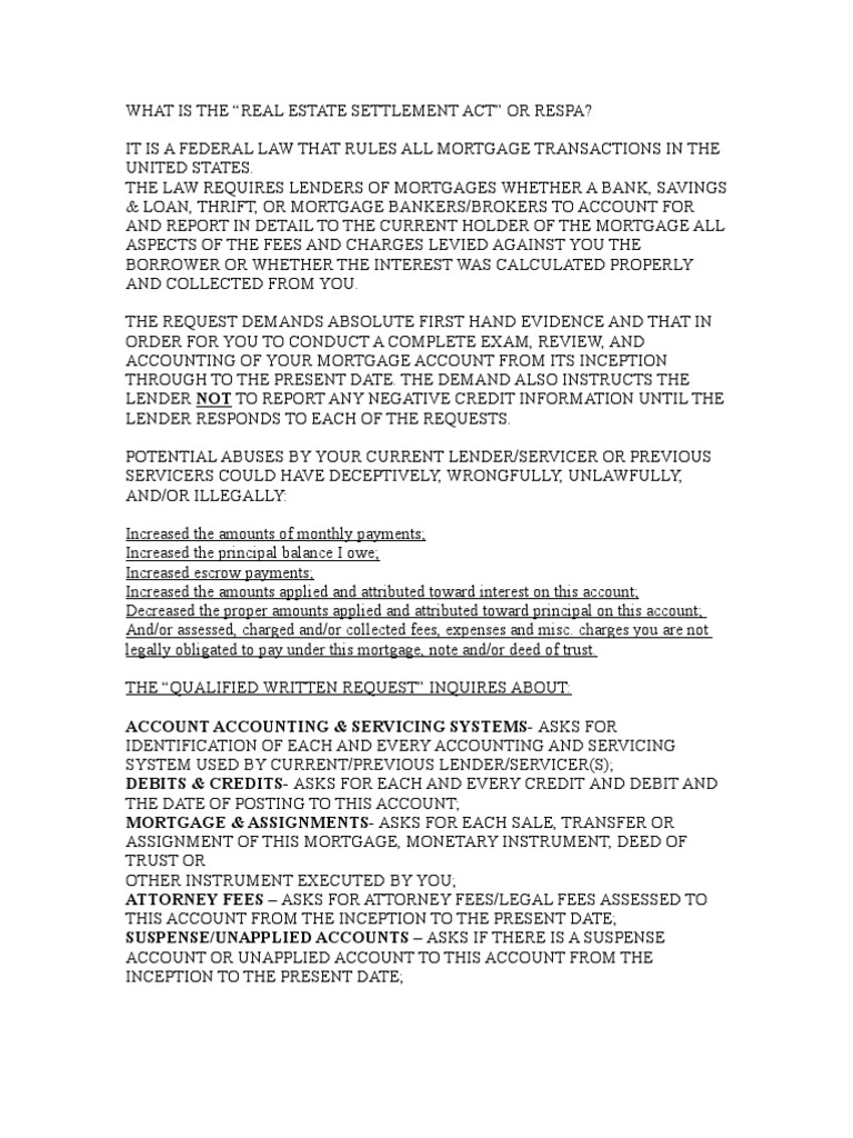 What is the Respa Mortgage Loan Property