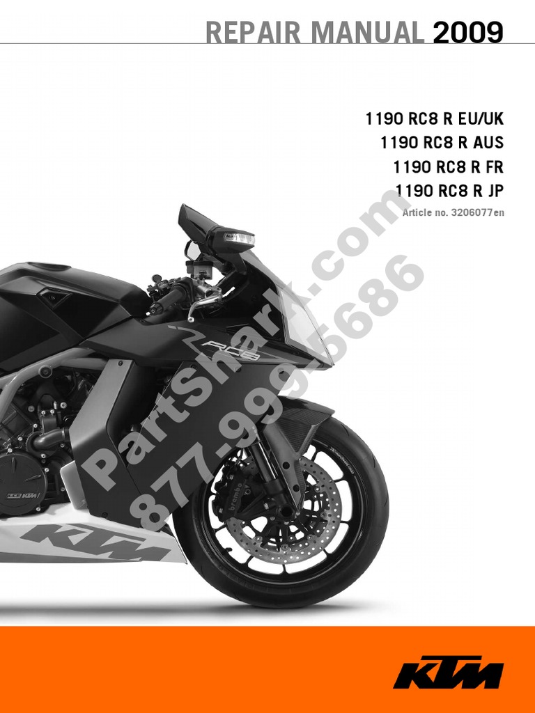 KTM RC8 RC8R 2009-2013 サービスマニュアル　CD-R KTM 1190 RC8 R RED BULL replica 2010 - Motorcycle specifications