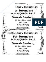 Proficiency in English For Secondary School (OPS) 2012 Daerah Bentong