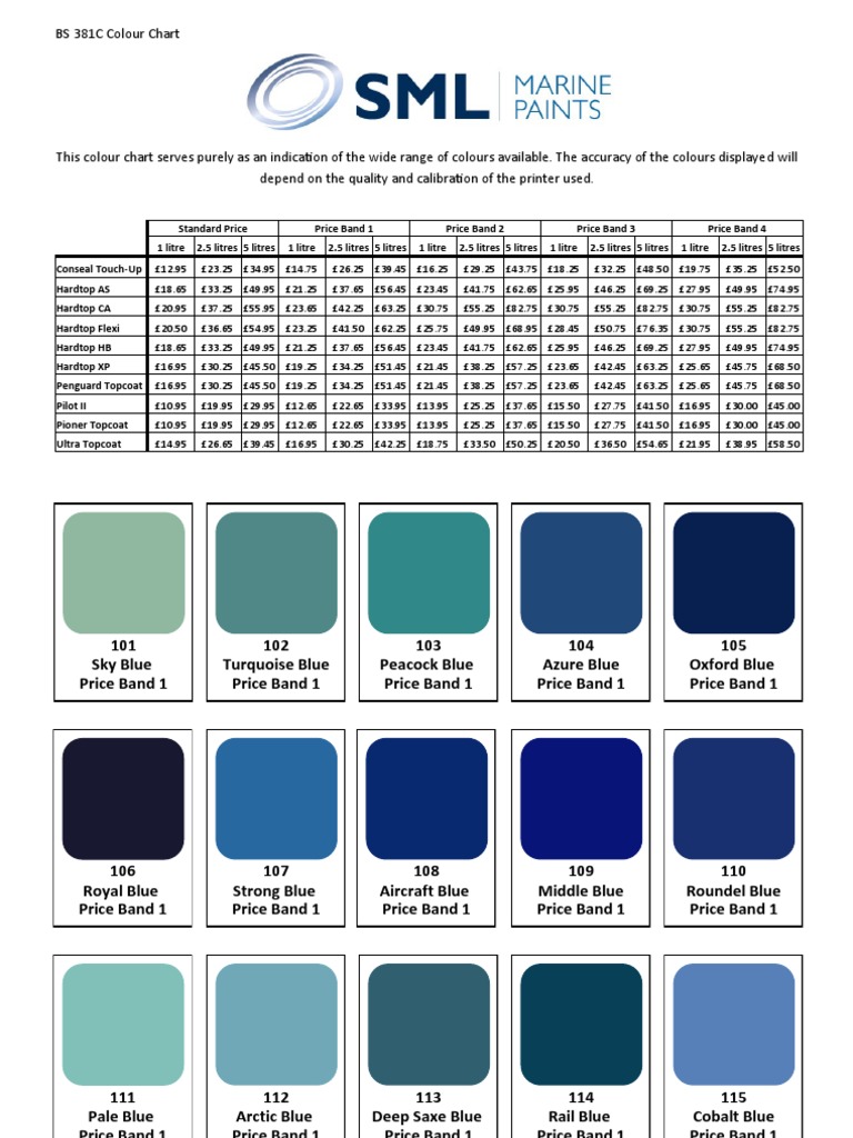Sky Blue Color Chart