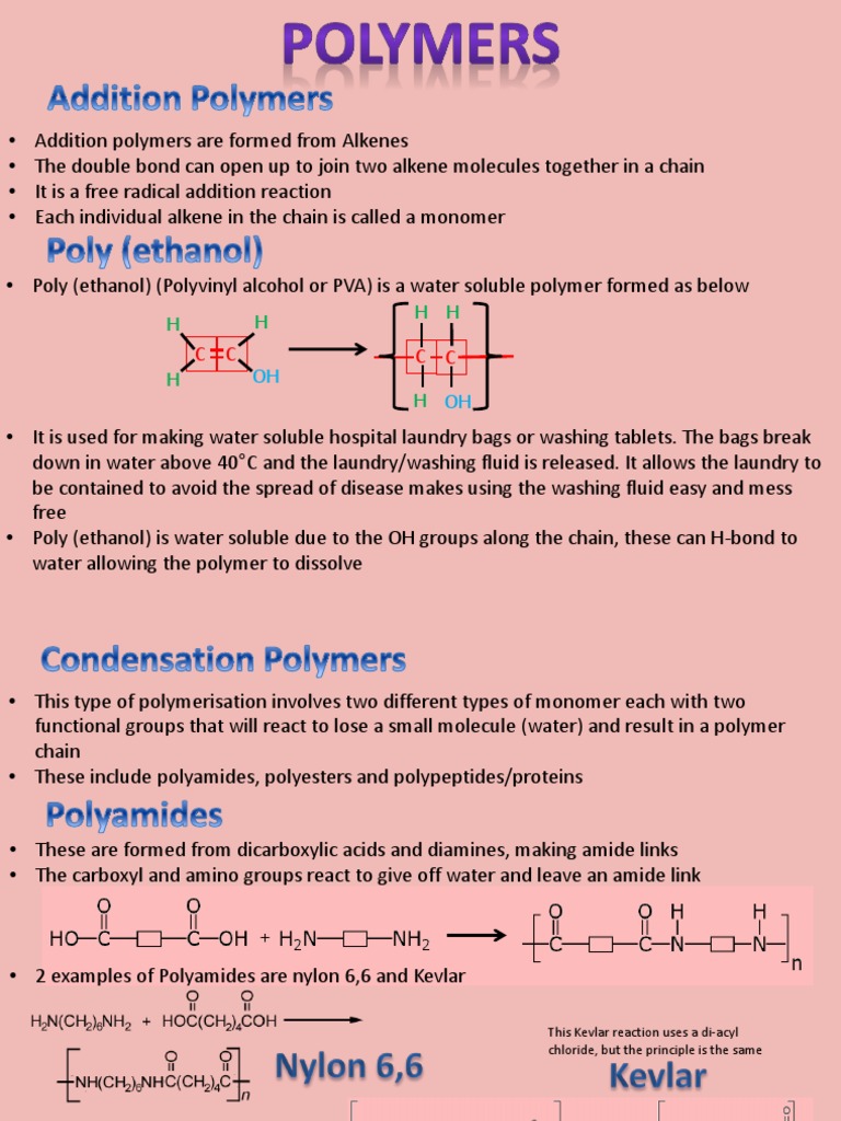 Addition Polymers: Types and Uses | PDF | Science & Mathematics