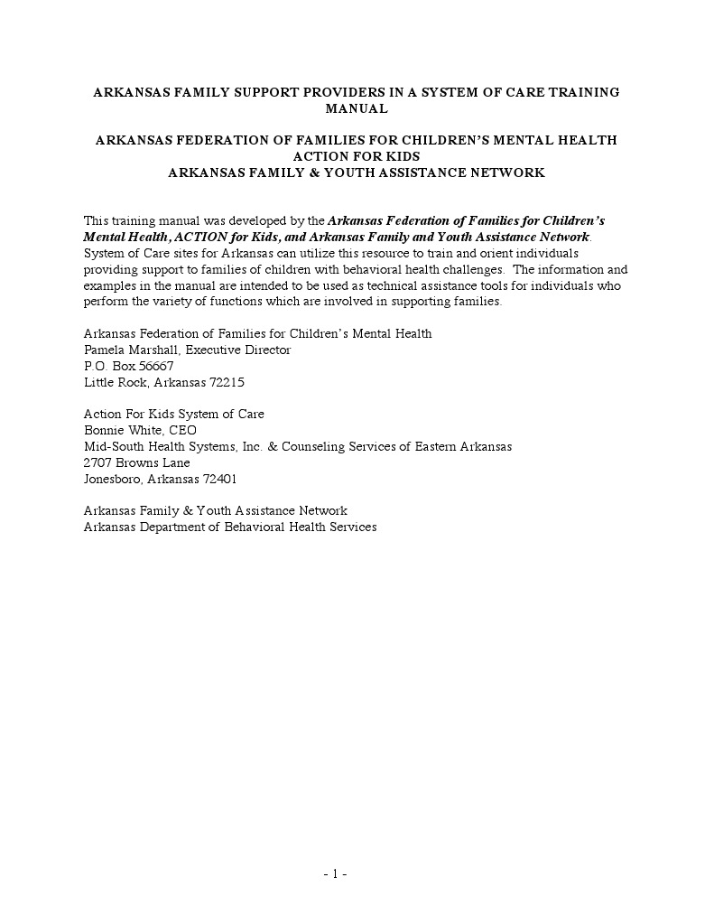 Family Manual | PDF | Mental Health Professional | Attention Deficit  Hyperactivity Disorder