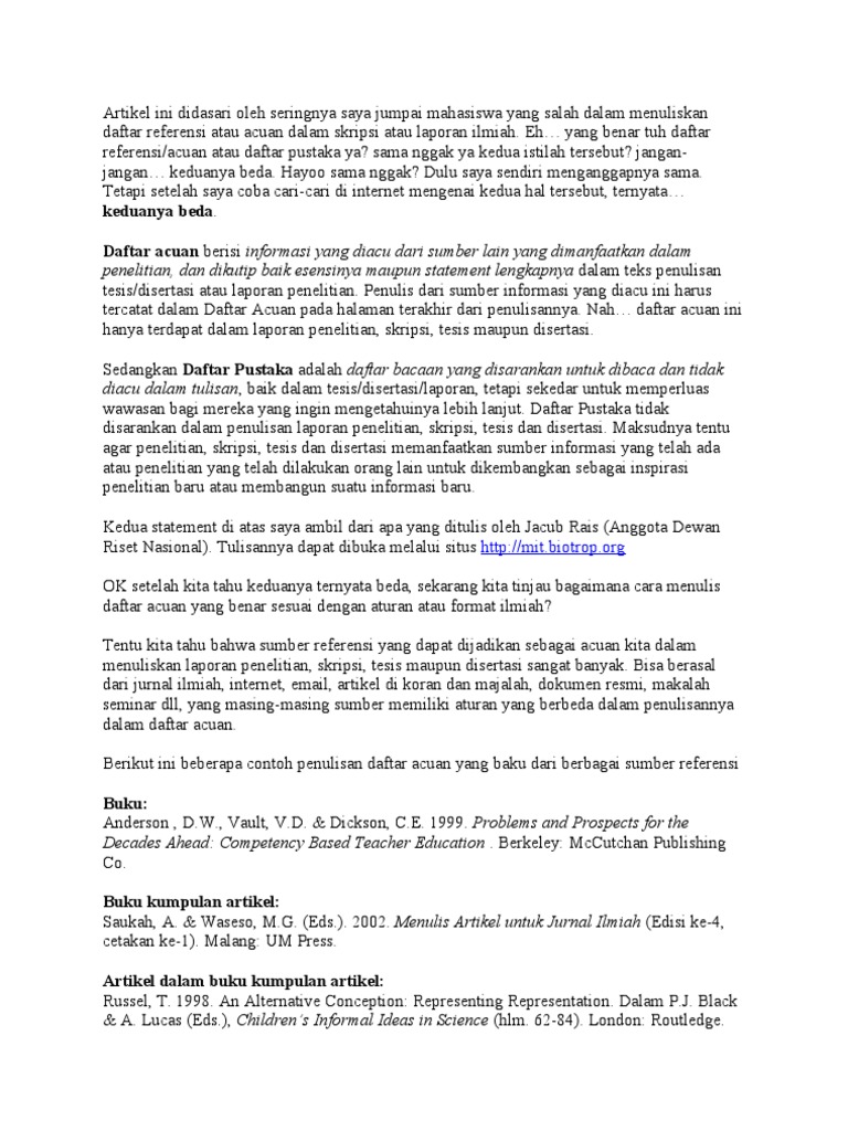 Cara Menulis Daftar Pustaka
