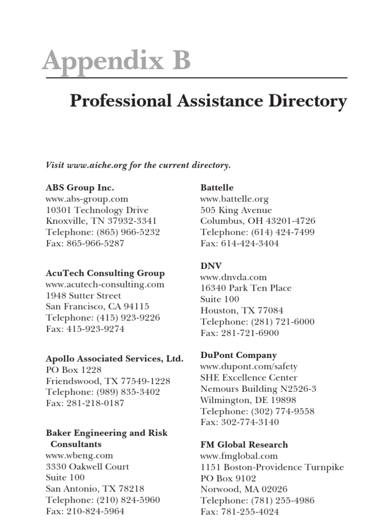 Appendix B: Professional Assistance Directory | PDF