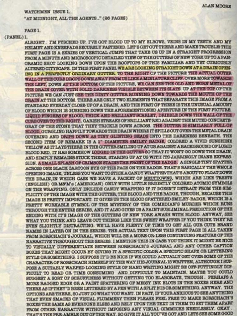 Watchmen Comic Script (Excerpt) | PDF