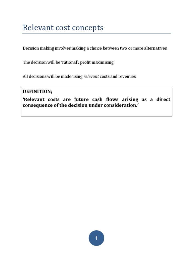 Relevant Costing Concepts | PDF | Labour Economics | Cost