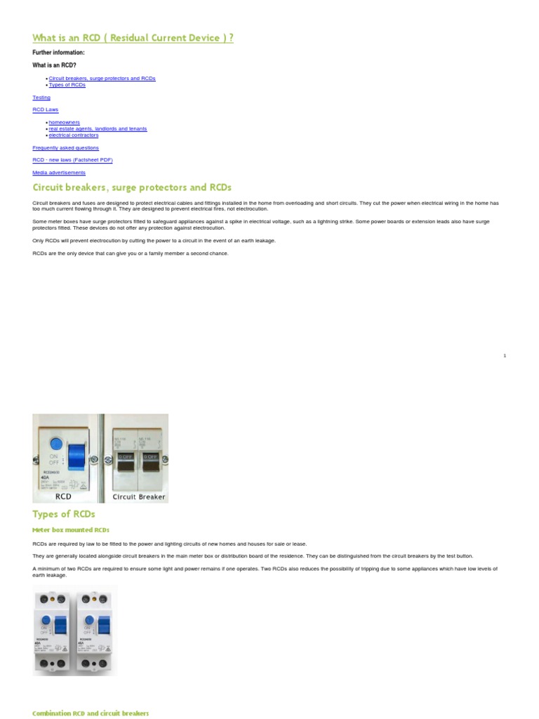 What Is An RCD | PDF | Electric Power Distribution | Physical Quantities