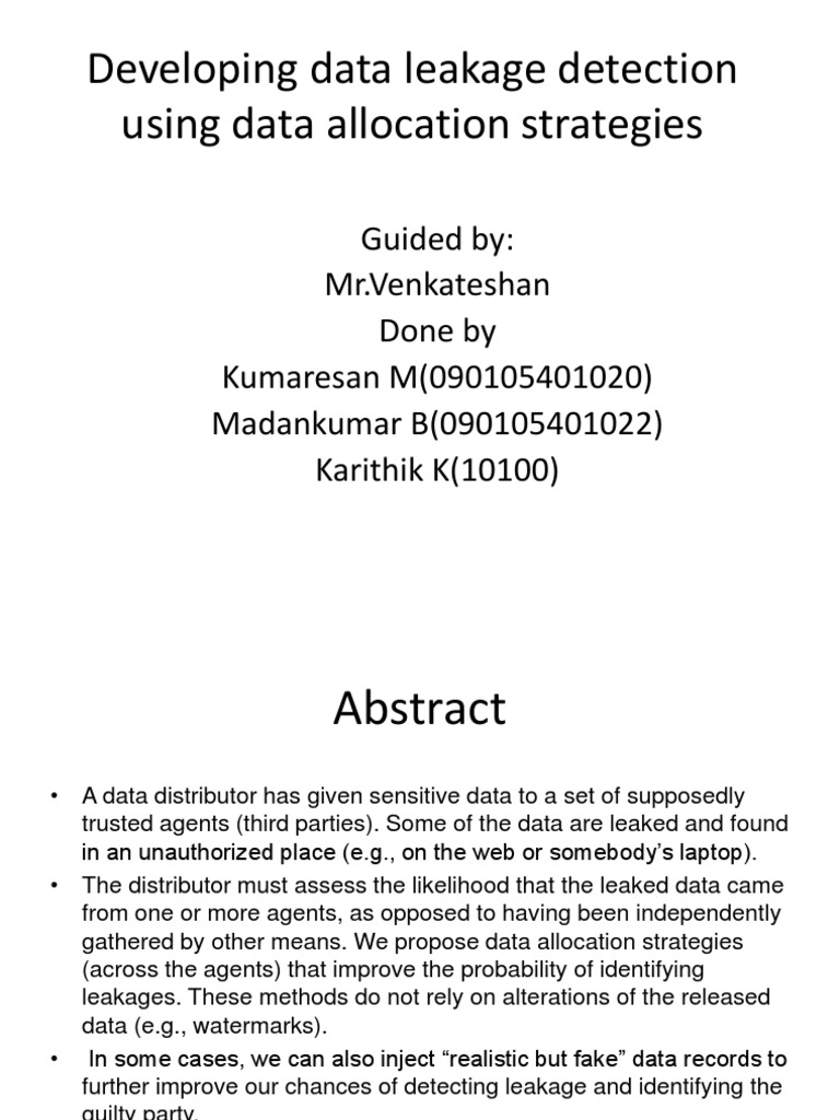 Data Leakage Detection Strategies | PDF