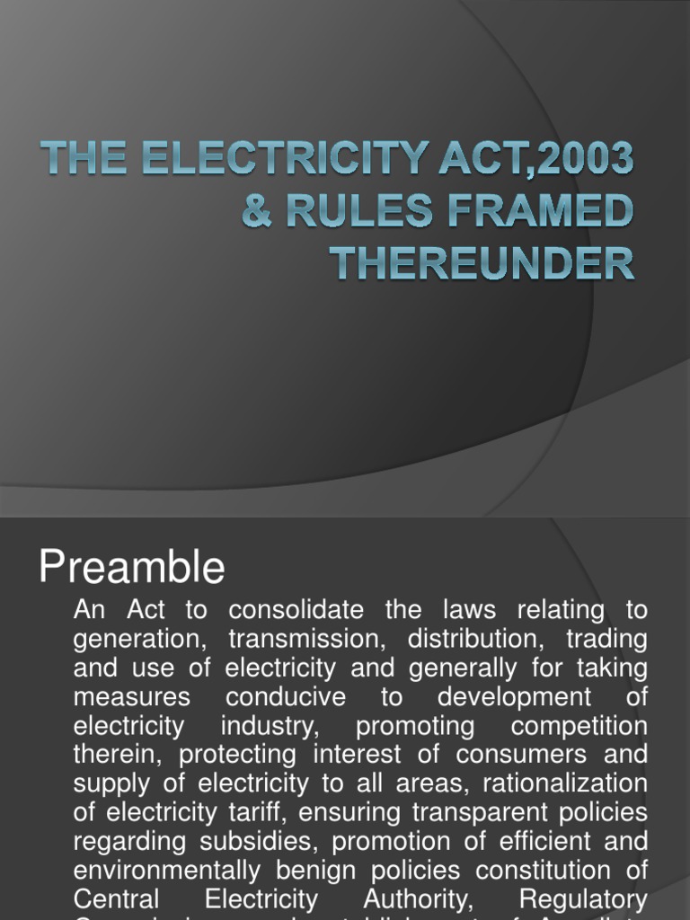 TheElectricityAct2003Rules Electricity Electrical Engineering