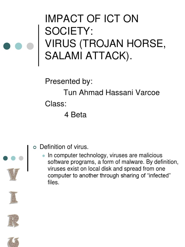 Impact of Ict On Society Virus (Trojan Horse, Salami Attack) PDF