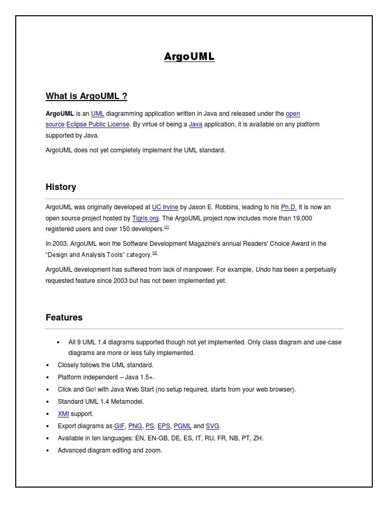Argo UML | PDF | Eclipse (Software) | Software