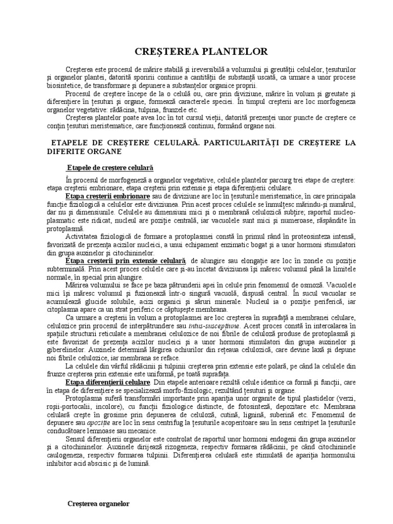 Cresterea Si Dezvoltarea Plantelor