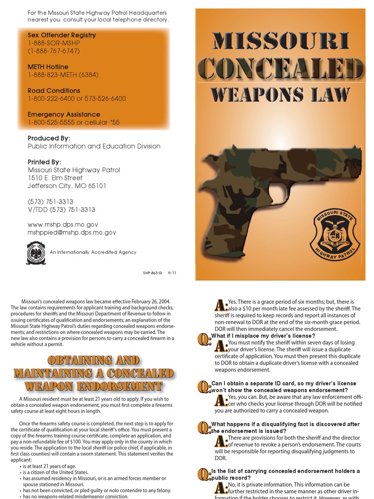 MO CCW Law PDF Concealed Carry In The United States Concealed Carry