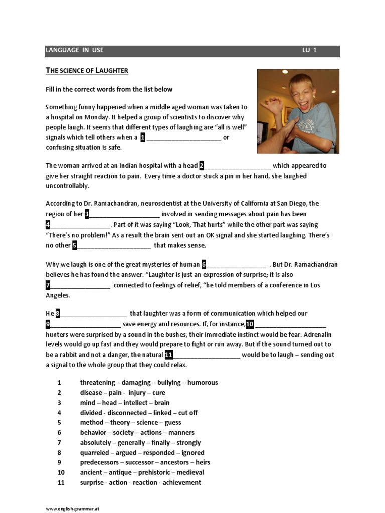 Language in Use 1 Laughter | PDF | Laughter | Pain