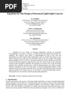 Equations For Mix Design of Structural Lightweight Concrete