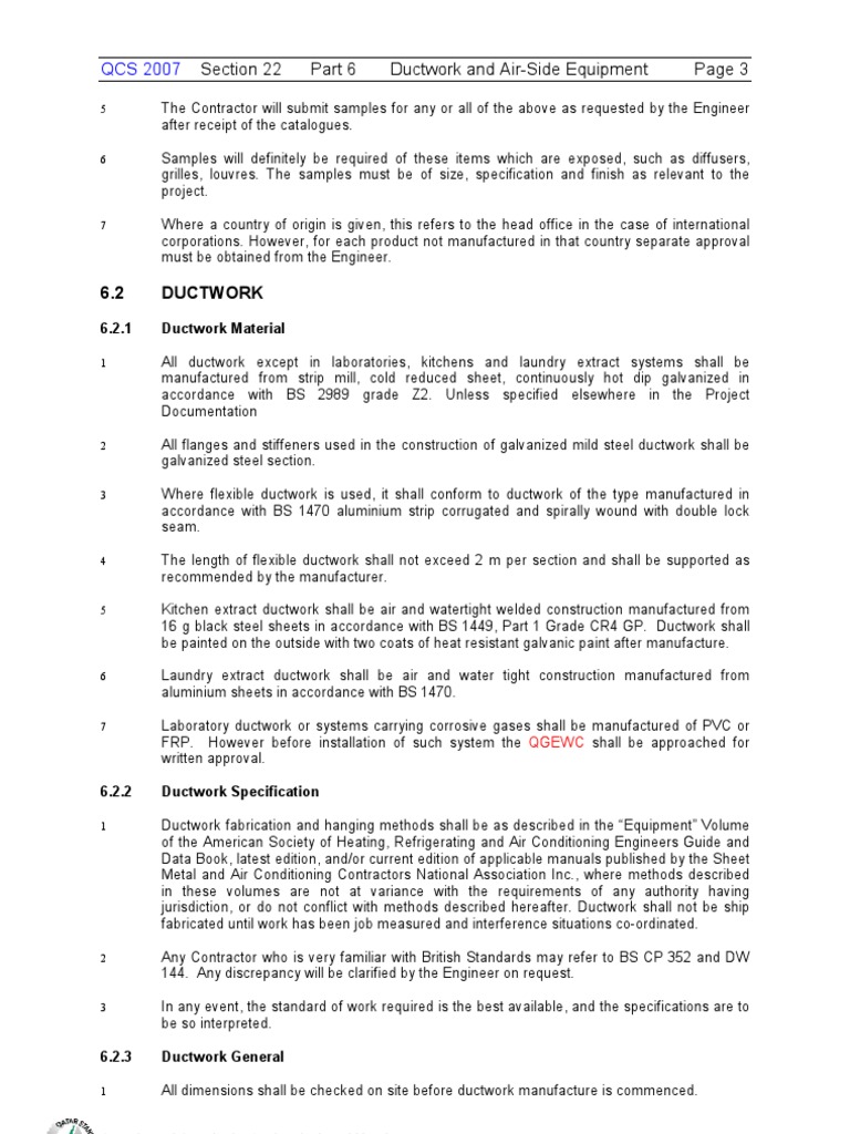 ductwork requirements Duct (Flow) Sheet Metal