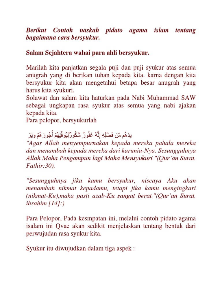 Teks Pidato Bahasa Indonesia Tentang Agama Islam