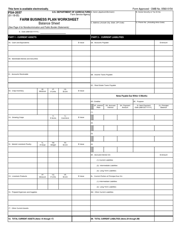 Farm Business Plan Worksheets | PDF | Bonds (Finance) | Current Liability