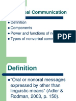 Nonverbal Communication: Components Power and Functions of Nonverbal Types of Nonverbal Comm