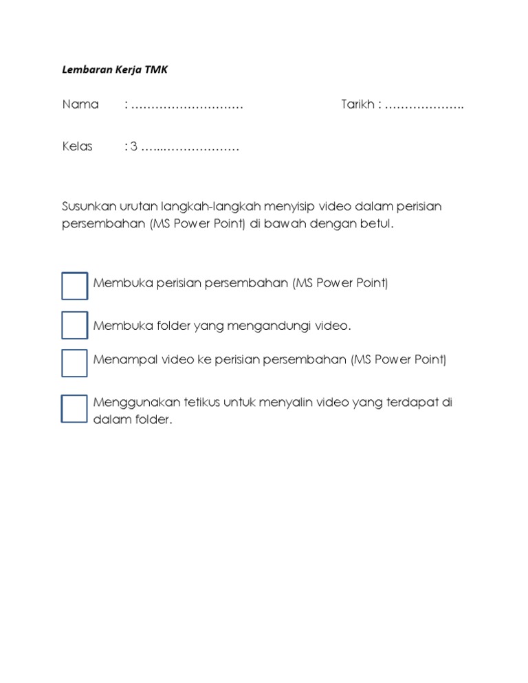 Lembaran Kerja Tmk Pdf