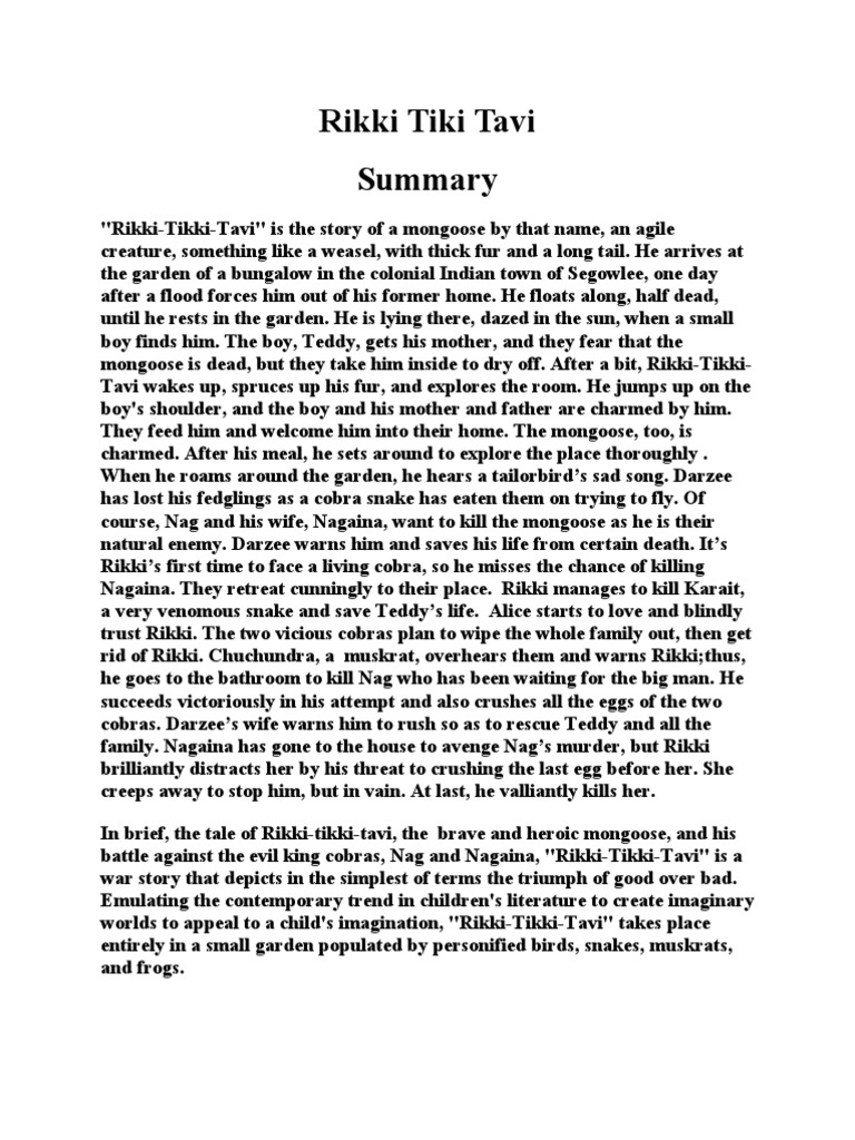 Rikki Tiki Tavi Comprehension Quiz