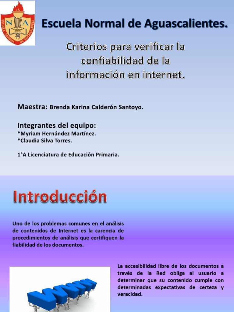 Confiabilidad en la informacion de Información