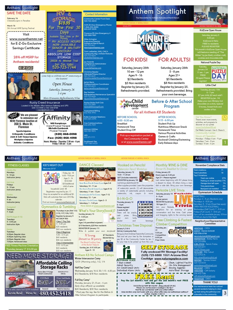 Anthem Parkside January 2013 Newsletter | PDF | Leisure