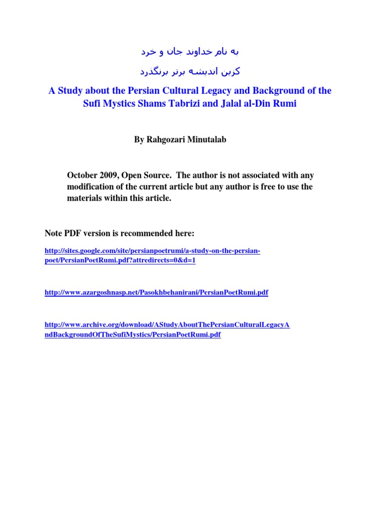 Persian Poet Rumi Rumi Persian Language