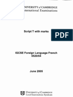 French (2nd Language) IGCSE CIE Paper 4 Continuous Writing Model Answer Paper