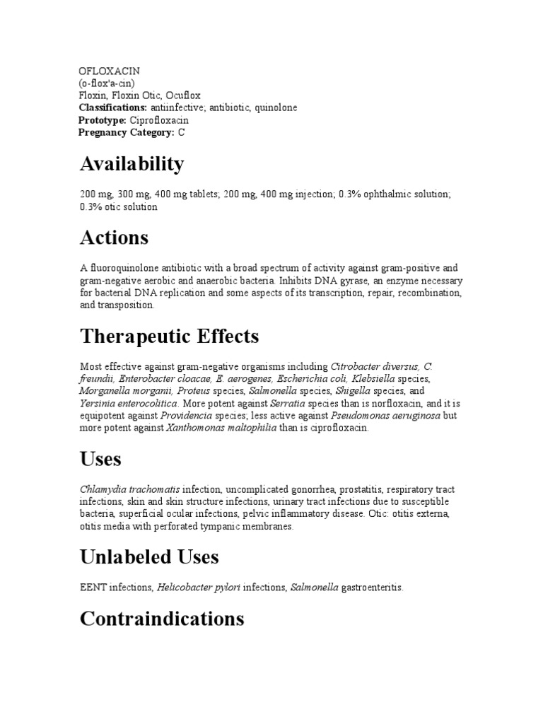 Ofloxacin Drug Study | PDF | Medical Specialties | Diseases And Disorders