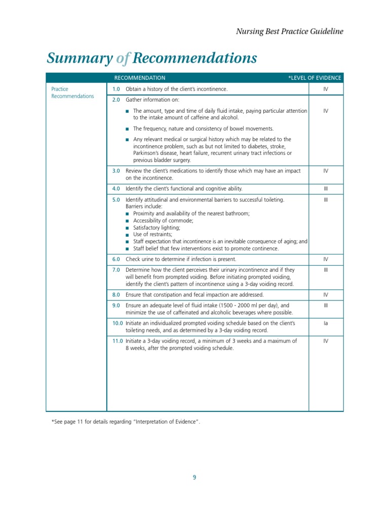 Promoting Continence with Voiding Schedules | PDF | Urinary ...