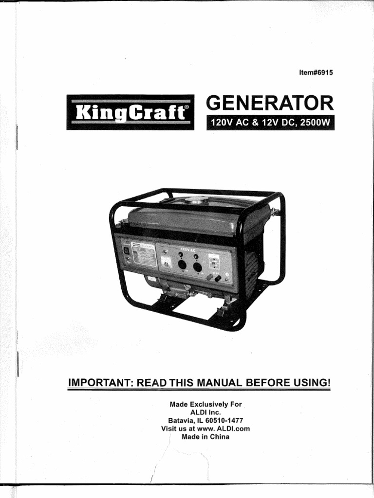 KingCraft Generator #6915 Owner's Manual | PDF | Motor Oil | Engines