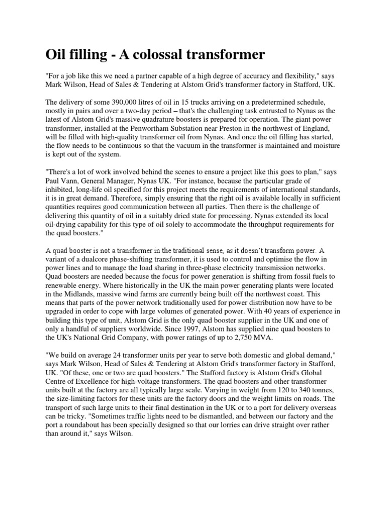 Transformer Oil | PDF | Electrical Grid | Transformer