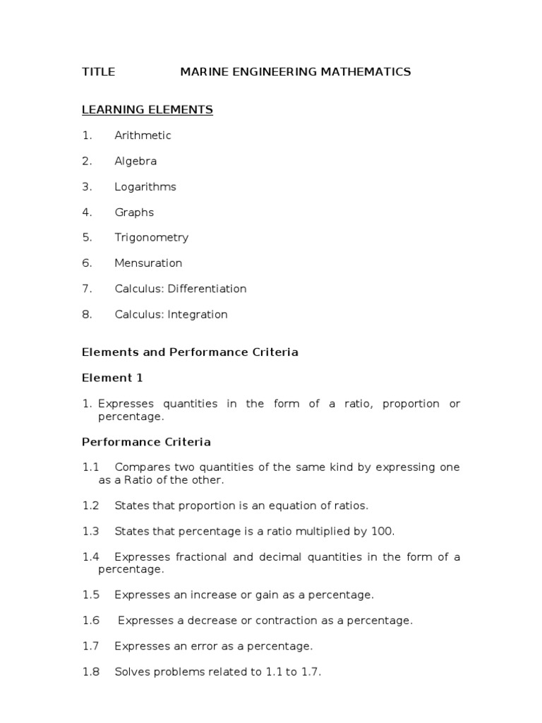 Title Marine Engineering Mathematics | PDF | Trigonometric Functions ...
