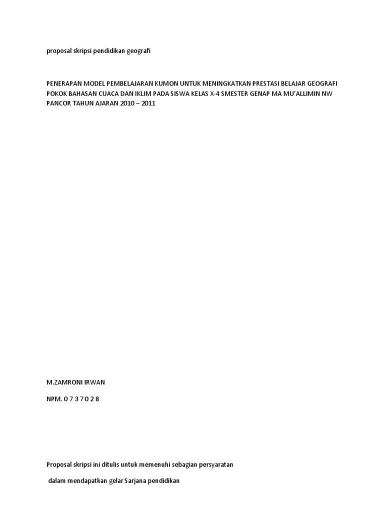 Proposal Skripsi Pendidikan Geografi