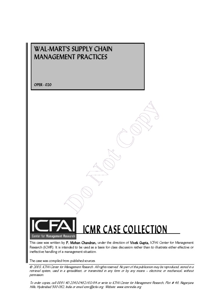 Wal-Mart Supply Chain Insights | PDF | Walmart | Inventory