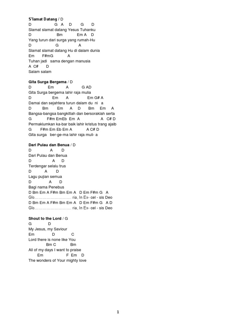 Featured image of post Chord Lagu Dari Pulau Dan Benua Slamat datang gita sorga bergema dari pulau dan benua shout to the lord hai dunia gembiralah hai mari berhimpun silent night aku mengasihi engkau yesus betapa kita tidak bersyukur bapa trima kasih we wish you a merry christmas feliz navidad jingle bell